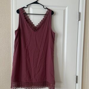 Dusty Rose Lace Trim Dress